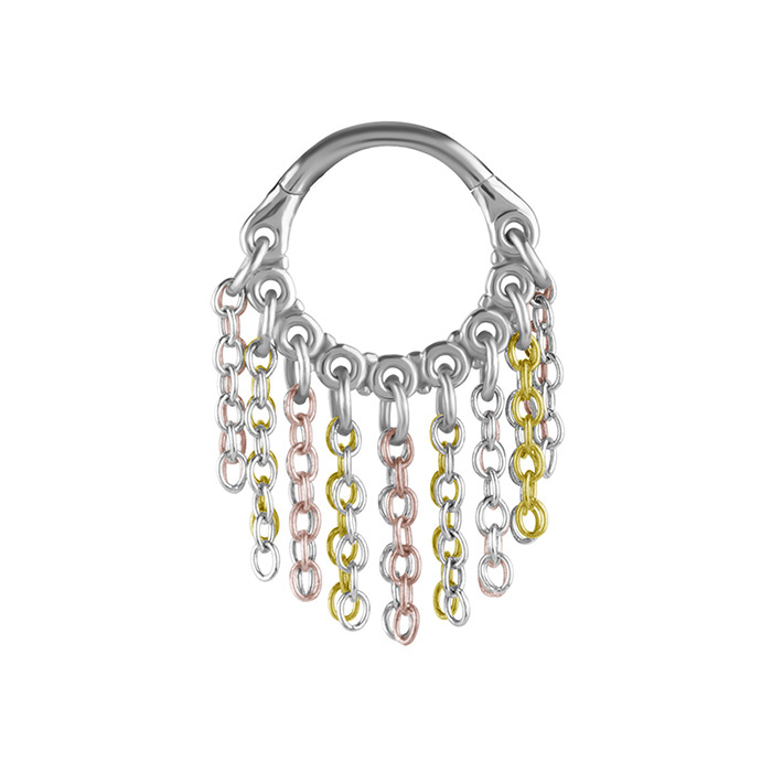 Piercing ring clicker with chains with different colors - K-026