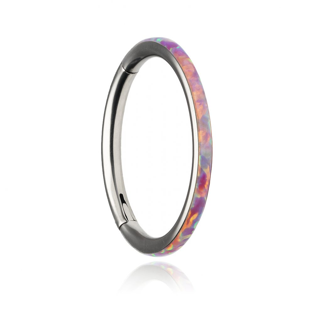 Titanium CLICKER ornamental ring with opal op38 - TK-003