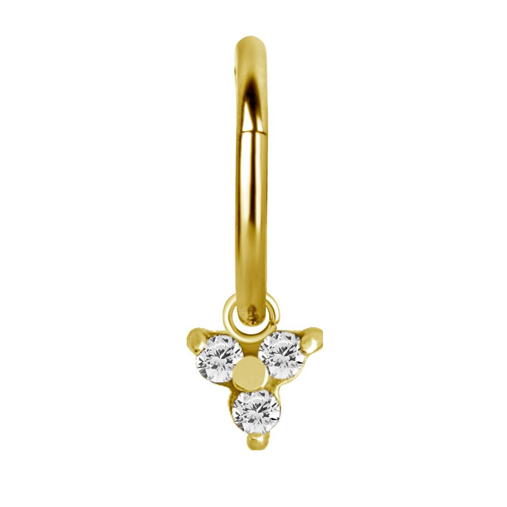 Charms - CoCr NF - triangle with white PREMIUM zircons - gold - D-006