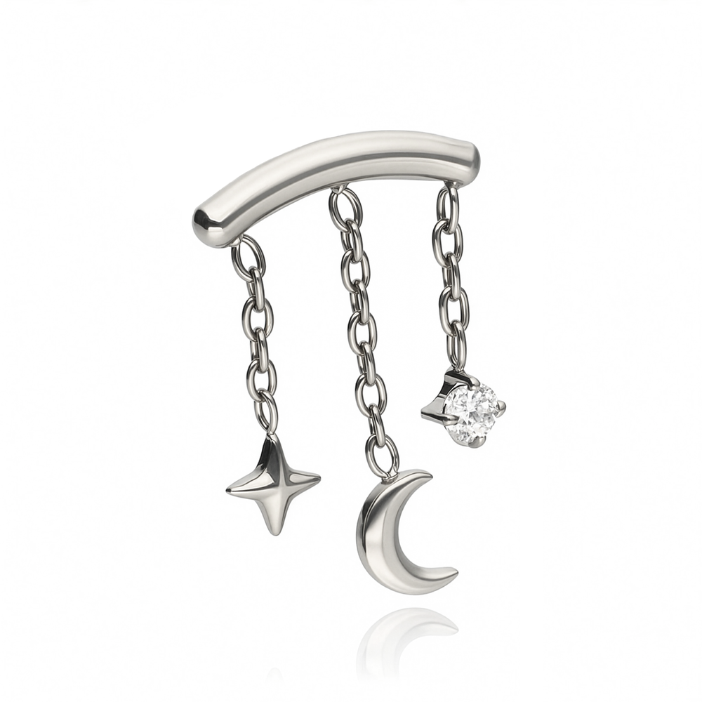 Titanium attachment moonlight night with white zirconia - silver - TNA-223