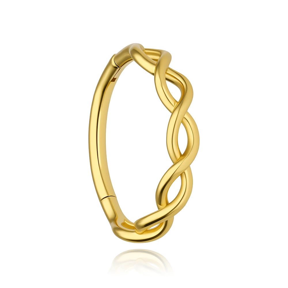 Piercing clicker with white zircons - gold - K-080