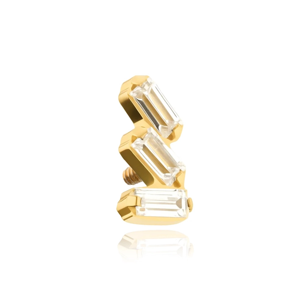 Titanium attachment with white zircons - gold - TNA-205