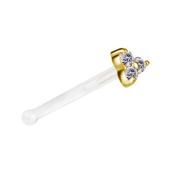 18K gold BioPlast nasal earring with white zirconia - GD18K-026