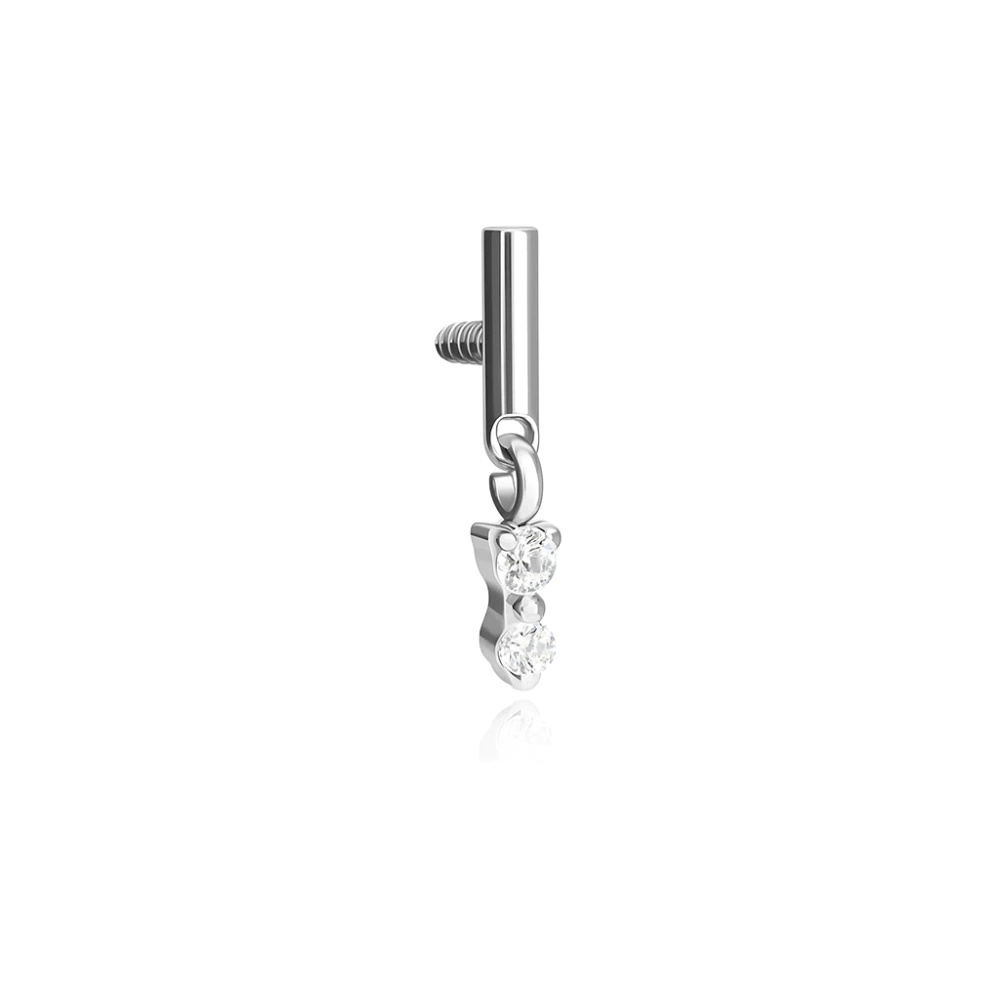 Titanium attachment with white zircons - silver - TNA-183
