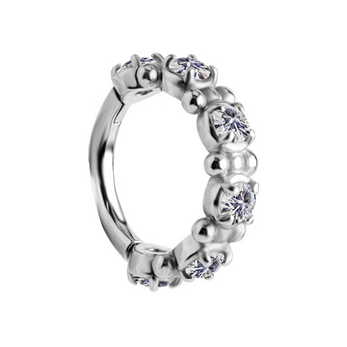 Earring clicker silver with white Premium Zirconia - CoCr NF - K-062