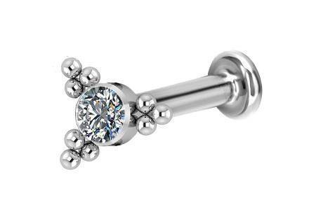 Tytanowy labret ozdobny - Premium Crystals - TGW-028