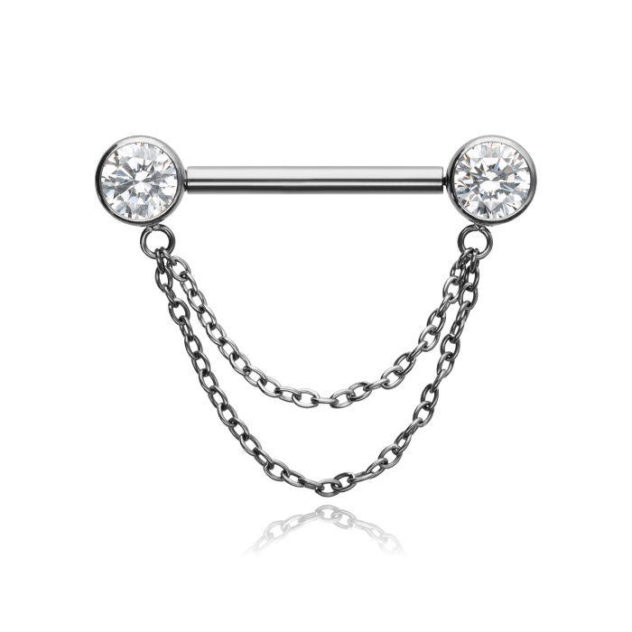 Titanium nipple barbell - zirconia - TI-005