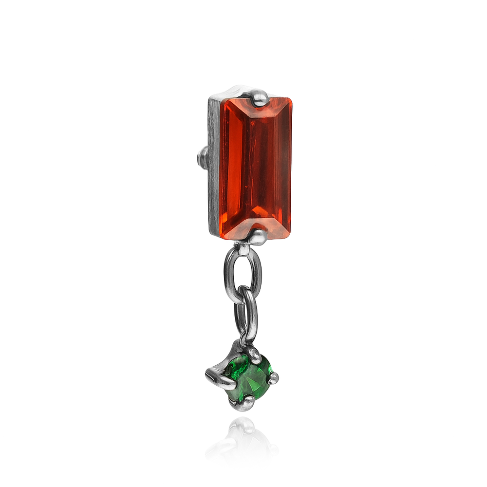 Titanium attachment with red and green zirconia - silver - TNA-224