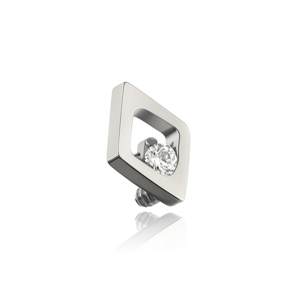 Titanium attachment rhombus with white zirconia - silver - TNA-209