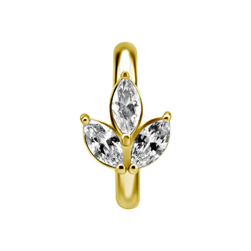 Belly ring Clicker gold with white zircons - CoCr NF- KP-010