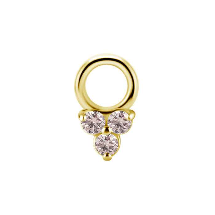 Charms - CoCr NF - triangle with champagne zircons - gold - D-070