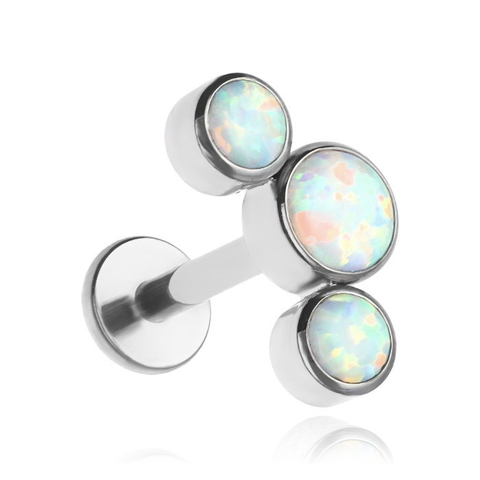 Tytanowy labret ozdobny - jasnoniebieski opal OP17 - TGW-003