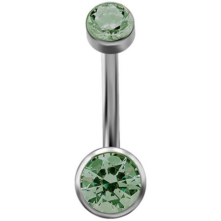 Titanium Belly button ring green zirconia - TPP-016