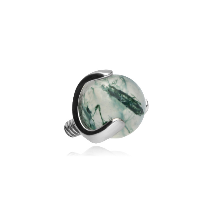 Titanium attachment with Mossy Agate - TNA-063