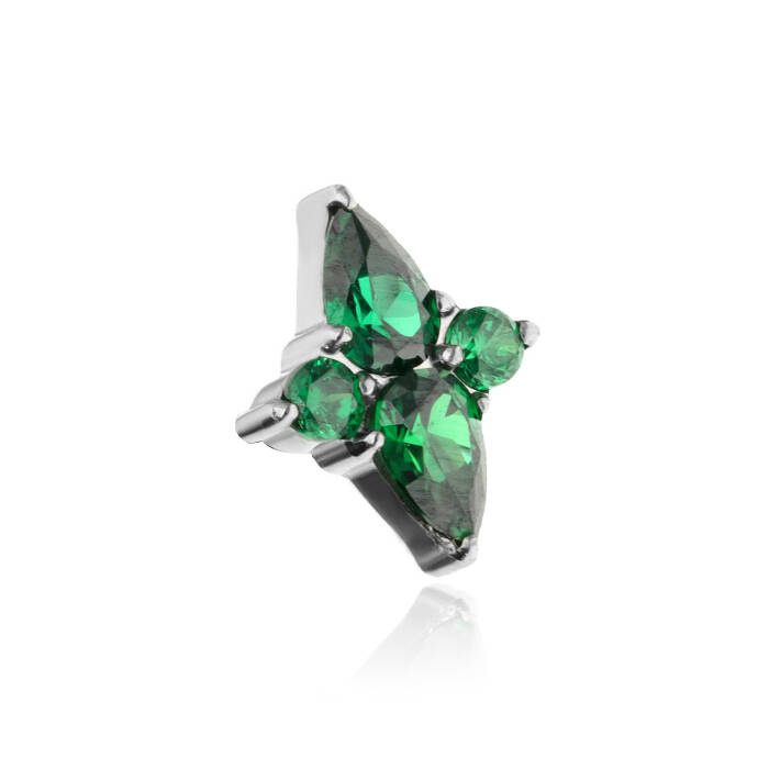 Titanium attachment with green zircons - sterling silver - TNA-143