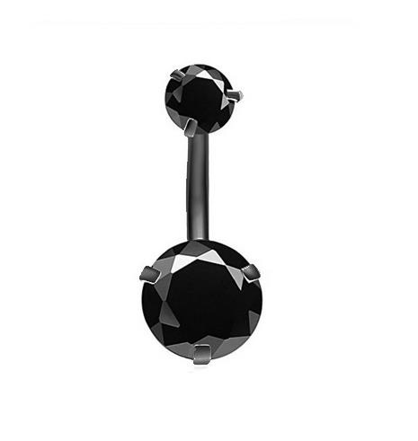 Belly button ring crystals black - KP-023