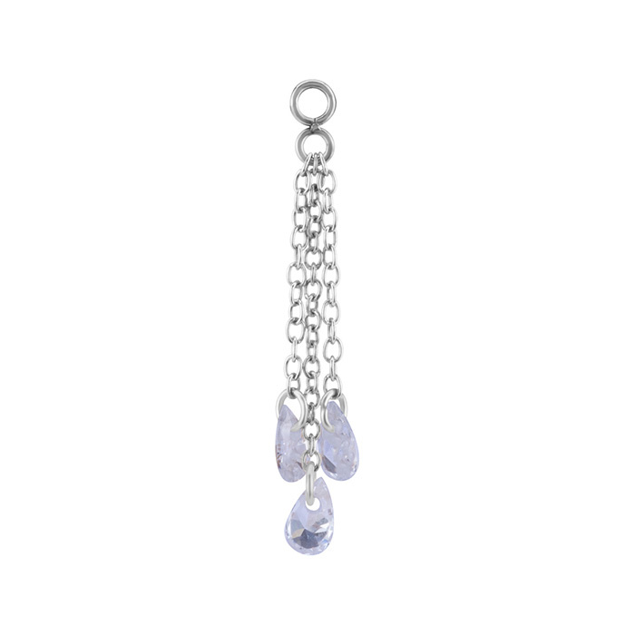 Charms chain with white zircons - silver - D-073