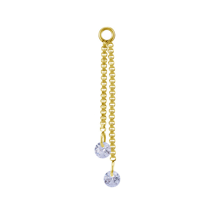 Charms chain with white zircons - gold - D-071