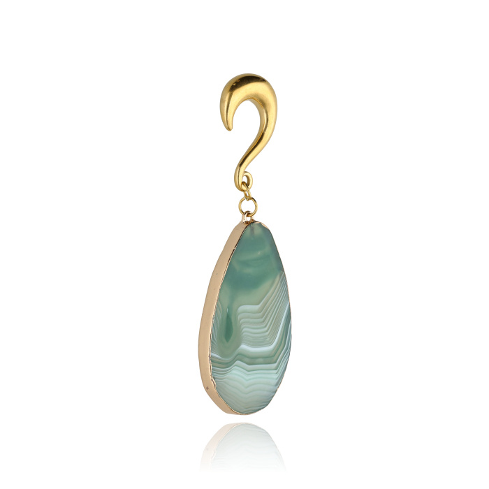 Ear weight with green agate - gold - PT-076