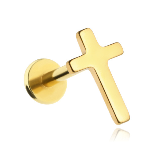 Titanium labret cross - gold