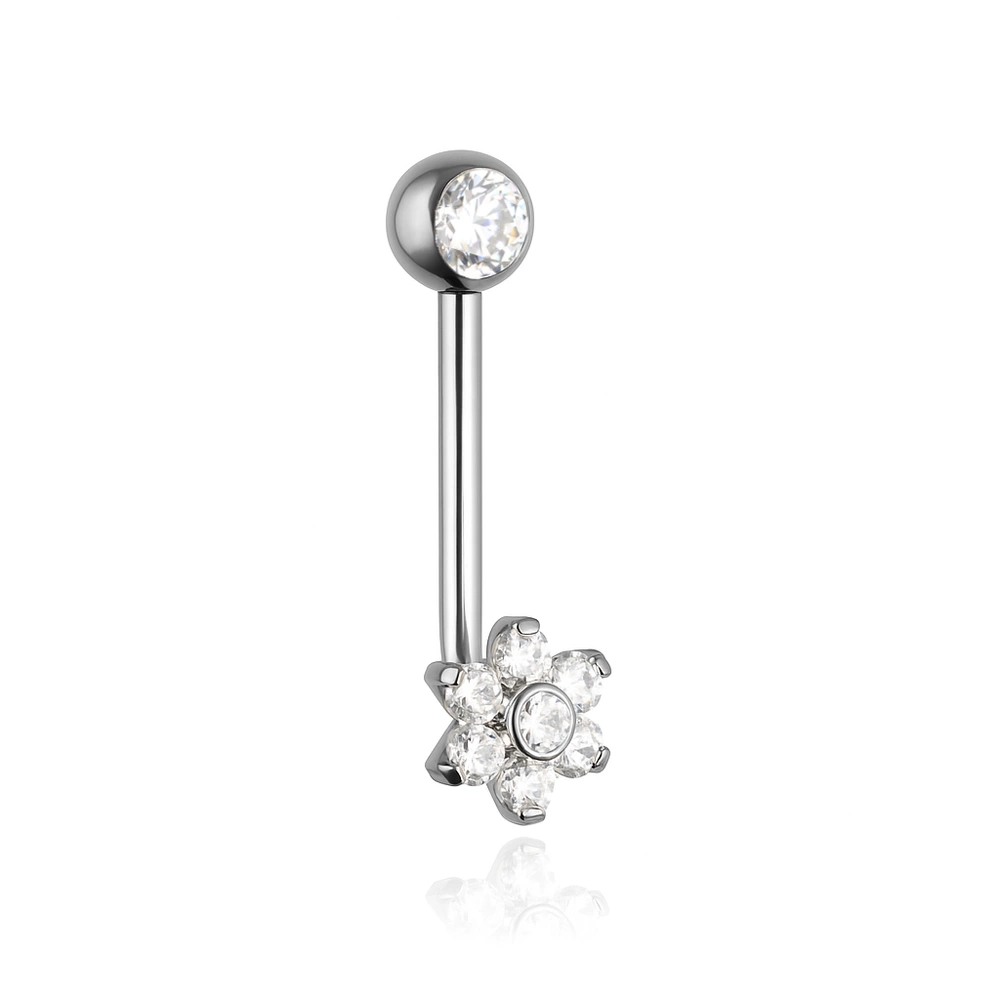 CHRISTINA L flower white zirconia intimate titanium earring - TI-002