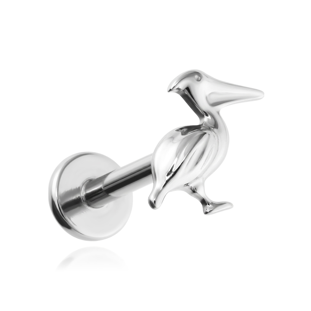 Titanium labret pelikan - silver