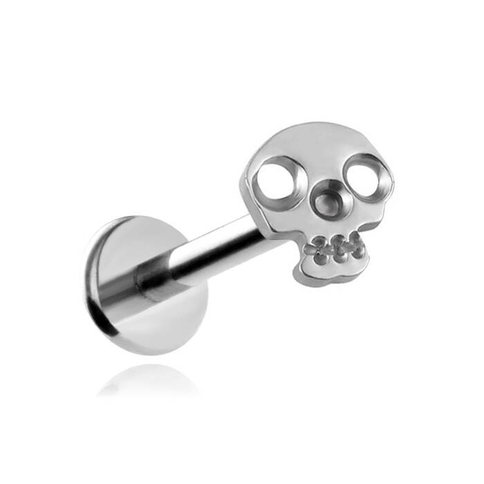 Titanium labret silver skull