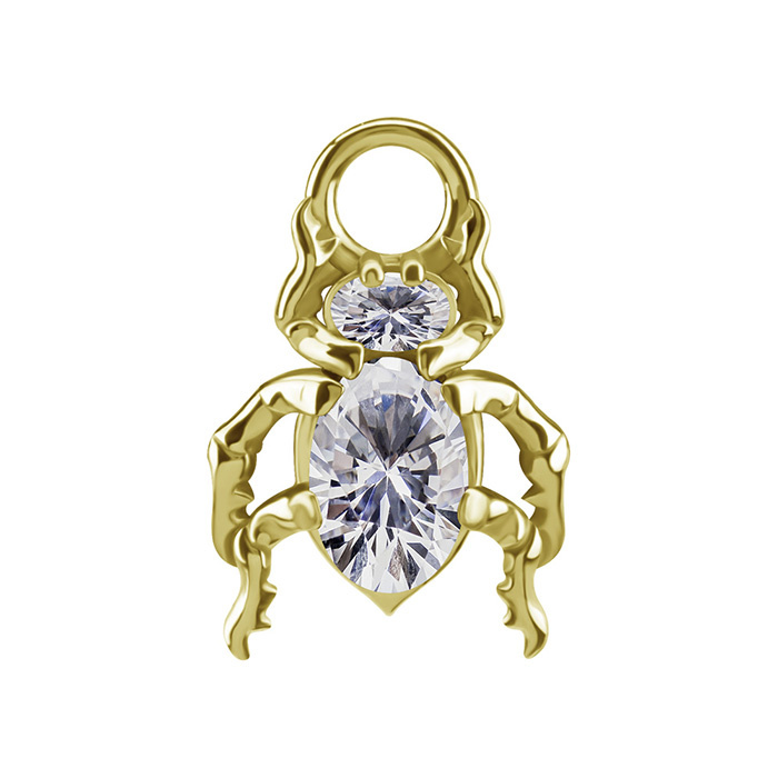 Charms - CoCr NF - beetle with white zirconia - gold - D-085