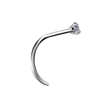 Premium Zirconia silver titanium nose stud with white zirconia - TN-018