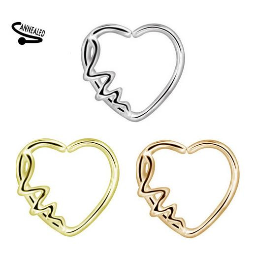 Earring Continuous Bifurcated heart gold - right - CON-014