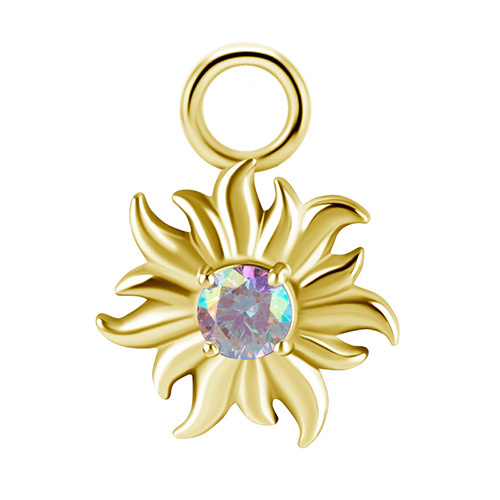 Charms - CoCr NF - sun - colored PREMIUM ZIRCONIA - gold - D-054