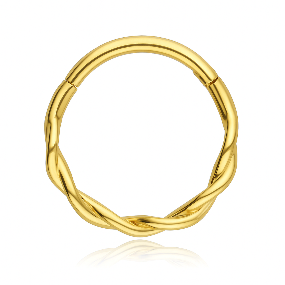 Piercing clicker with white zircons - gold - K-080