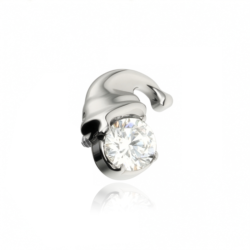 Titanium attachment with white zircons - silver - TNA-104