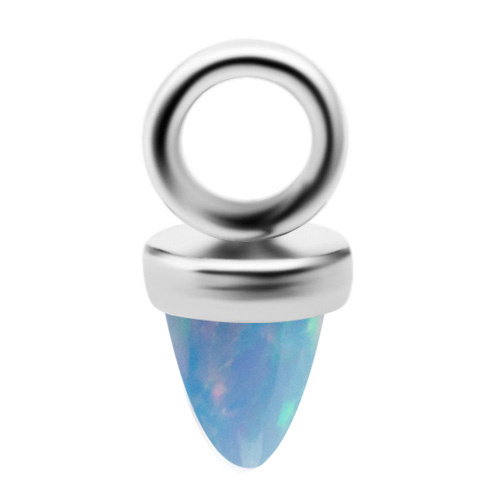 Titanium Charms with blue opal - silver - D-058