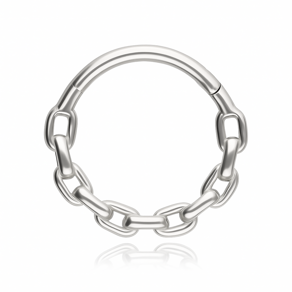 Kolczyk clicker łańcuch - srebrny - K-082