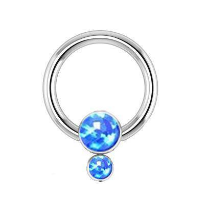 Titanium ring BCR with blue opal OP05 - TK-014