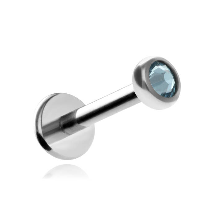 Titanium labret with blue premium crystal - silver