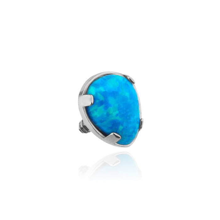 Titanium attachment for pins opal teardrop blue - TNA-035