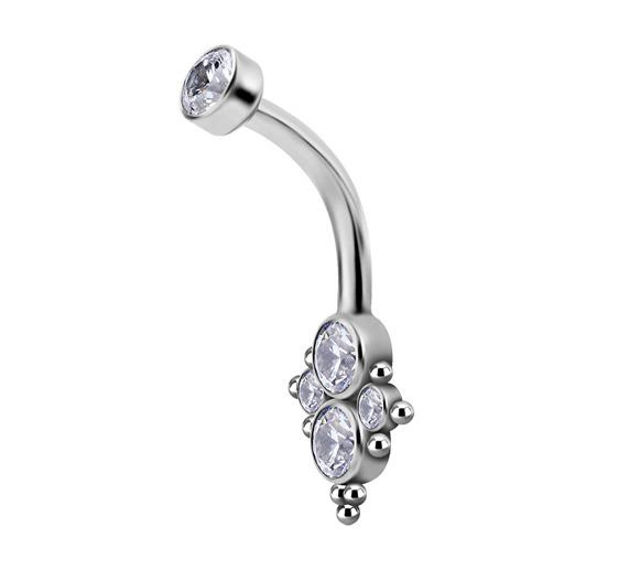 Titanium Belly button ring - Premium Zirconia white - TPP-026