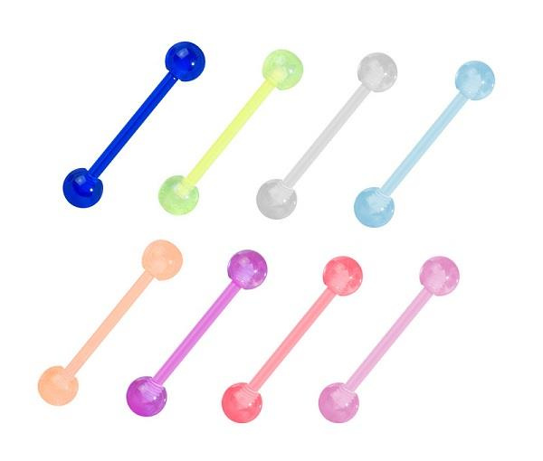 Tongue barbell  transparent purple - KJ-049