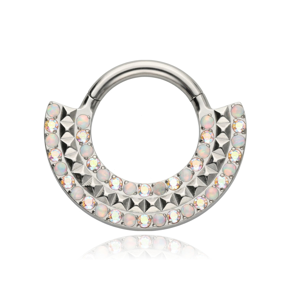 Piercing clicker with white Premium Zirconia - CoCr NF - silver - K-078