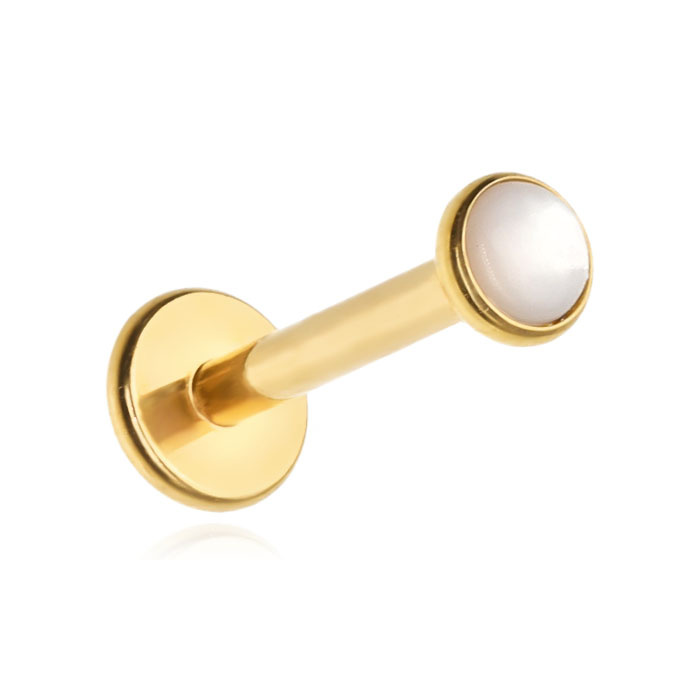 Titanium labret with mother-of-pearl - gold  