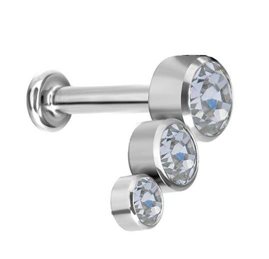 Titanium ornamental labret - white zirconia - TGW-062