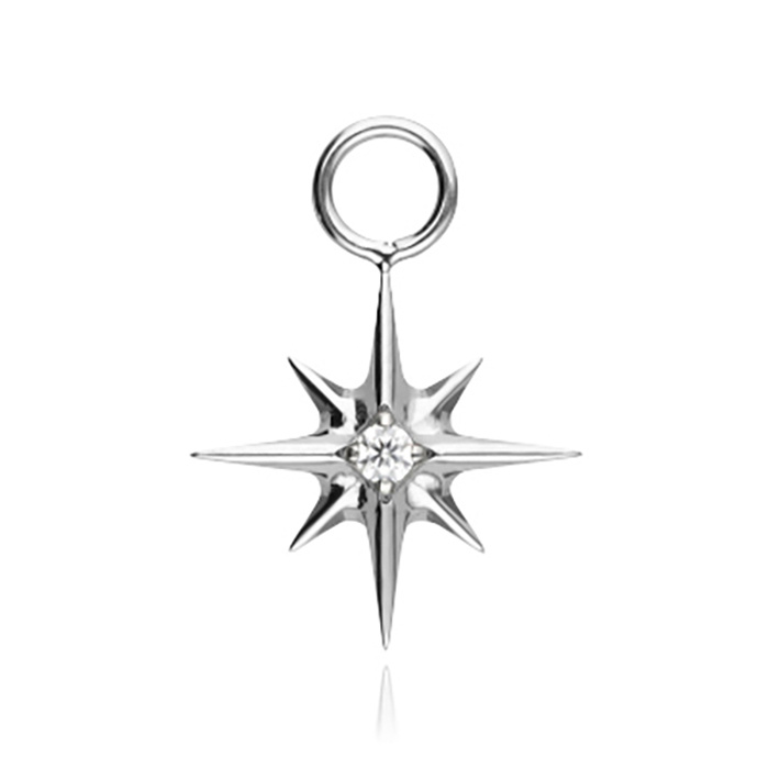 Titanium Charms - star with white zirconia - silver - D-072