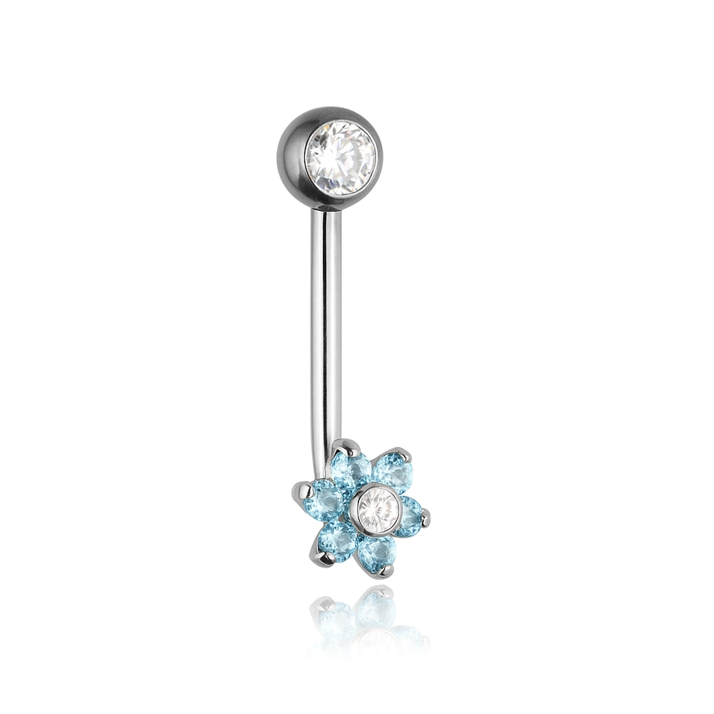 CHRISTINA L flower white zirconia intimate titanium earring - TI-002