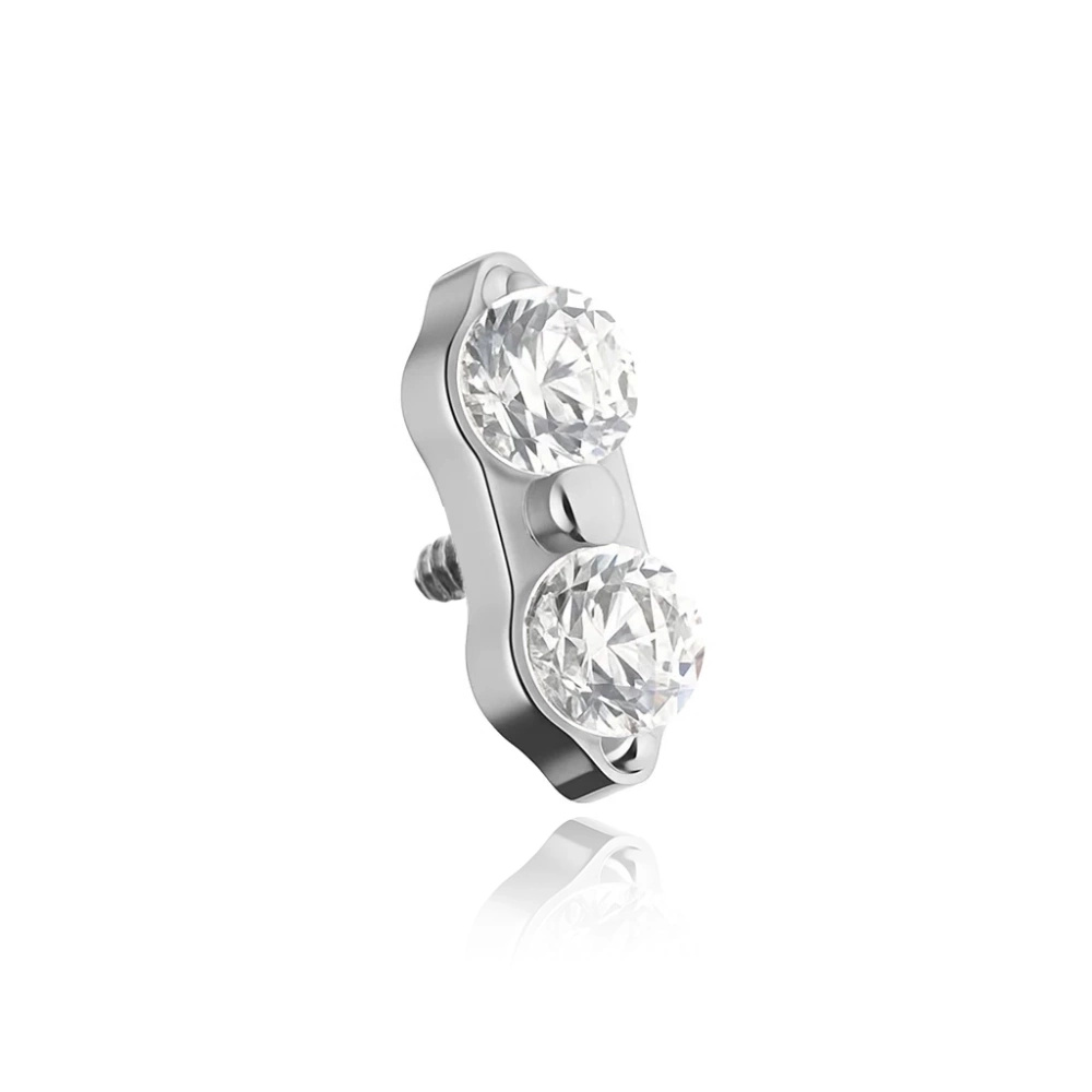 Titanium attachment with white zircons - silver - TNA-206