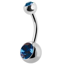 Belly button ring with navy blue zirconia - KP-001-14