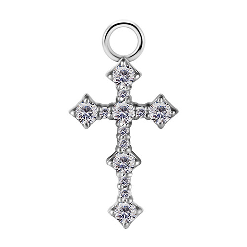 Charms - CoCr NF - srebrny krzyżyk - PREMIUM ZIRCONIA - D-035