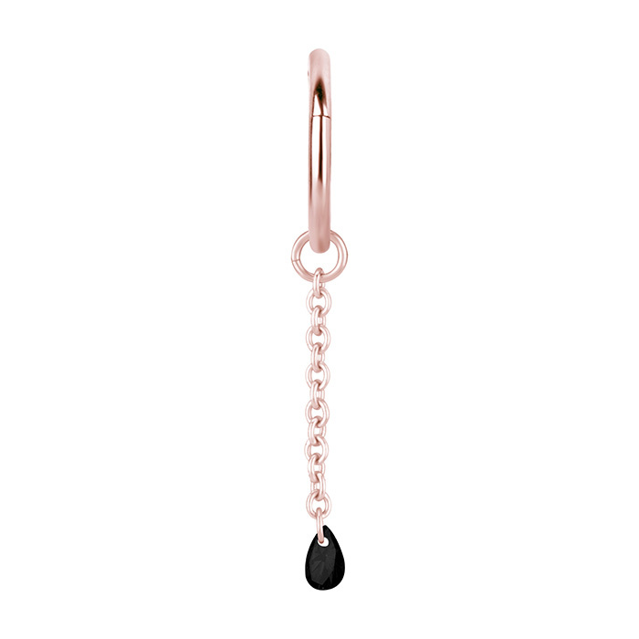 Charms chain with black zirconia - rose gold - D-074