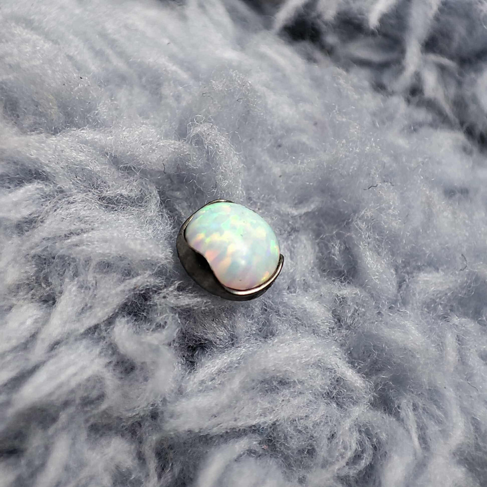 Titanium attachment for pins with light blue opal OP17 - TNA-024